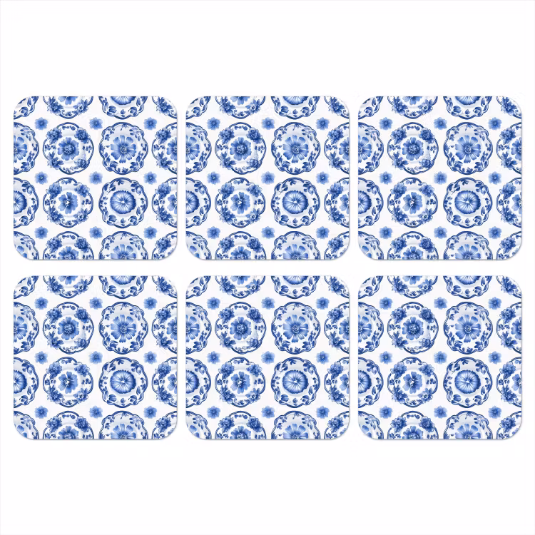 Onderzetter - Sierborden - Bloemen - Blauw — 1