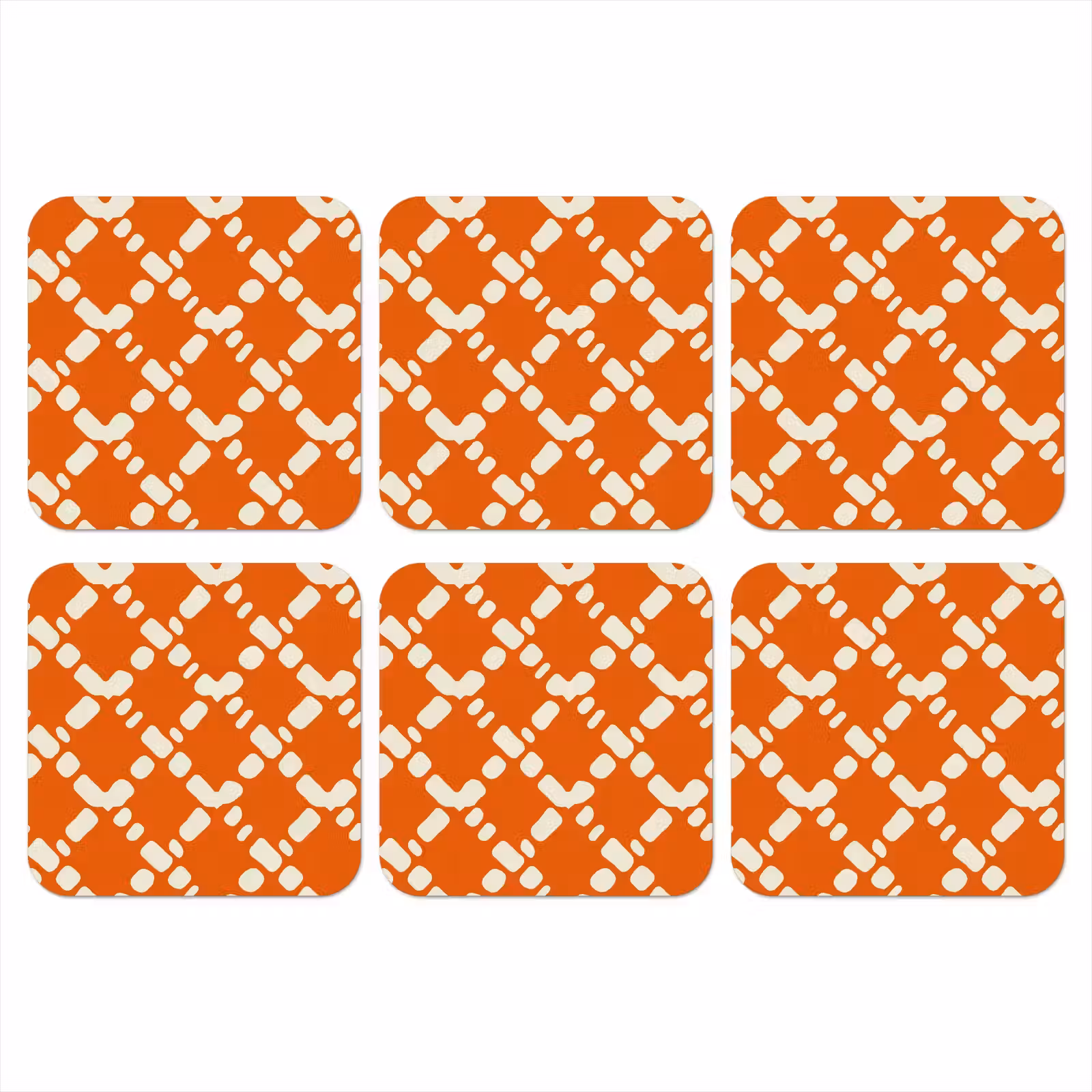 Onderzetter - Oranje - Ruitpatroon - Wit — 1