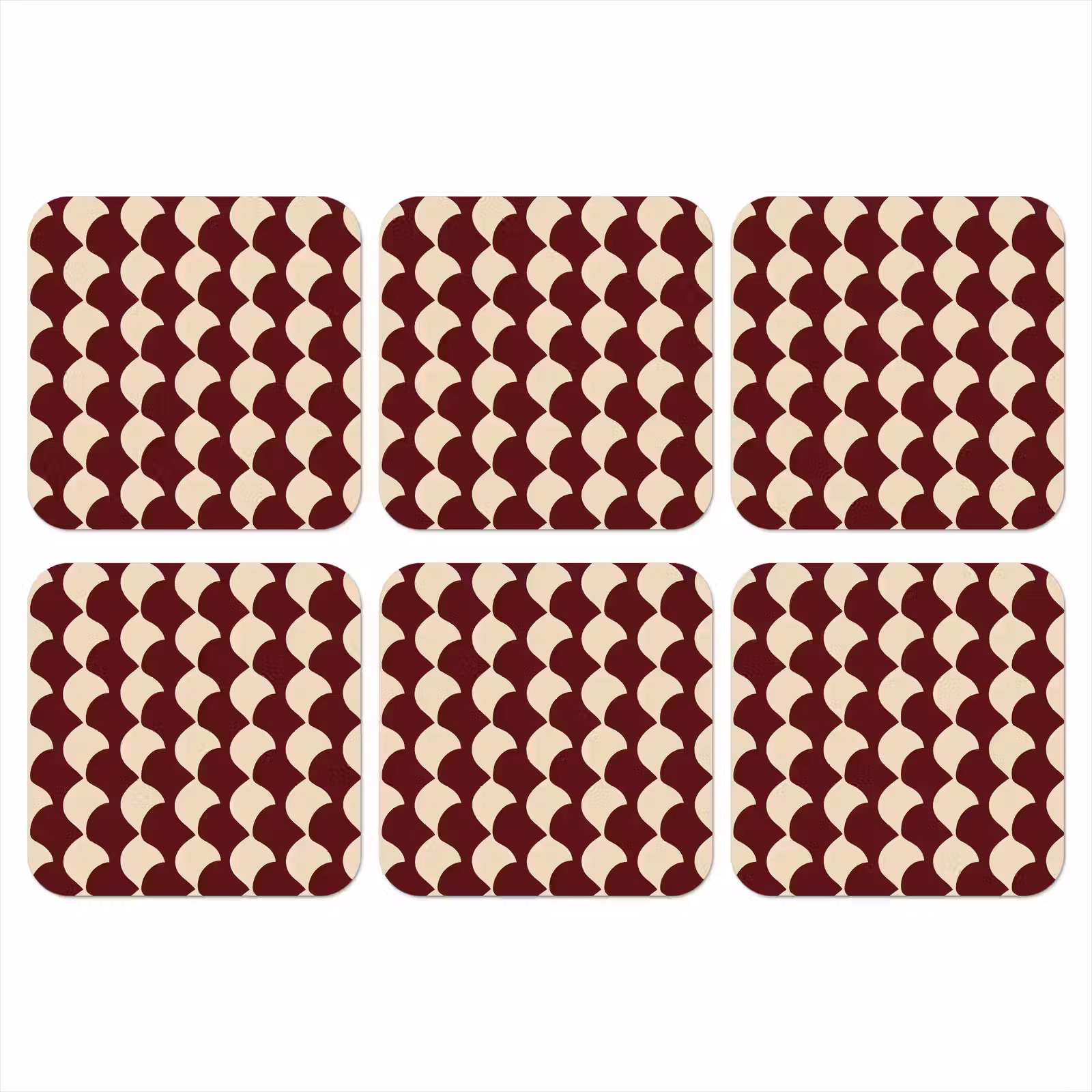 Onderzetter - Rood - Tegelpatroon - Crème — 1