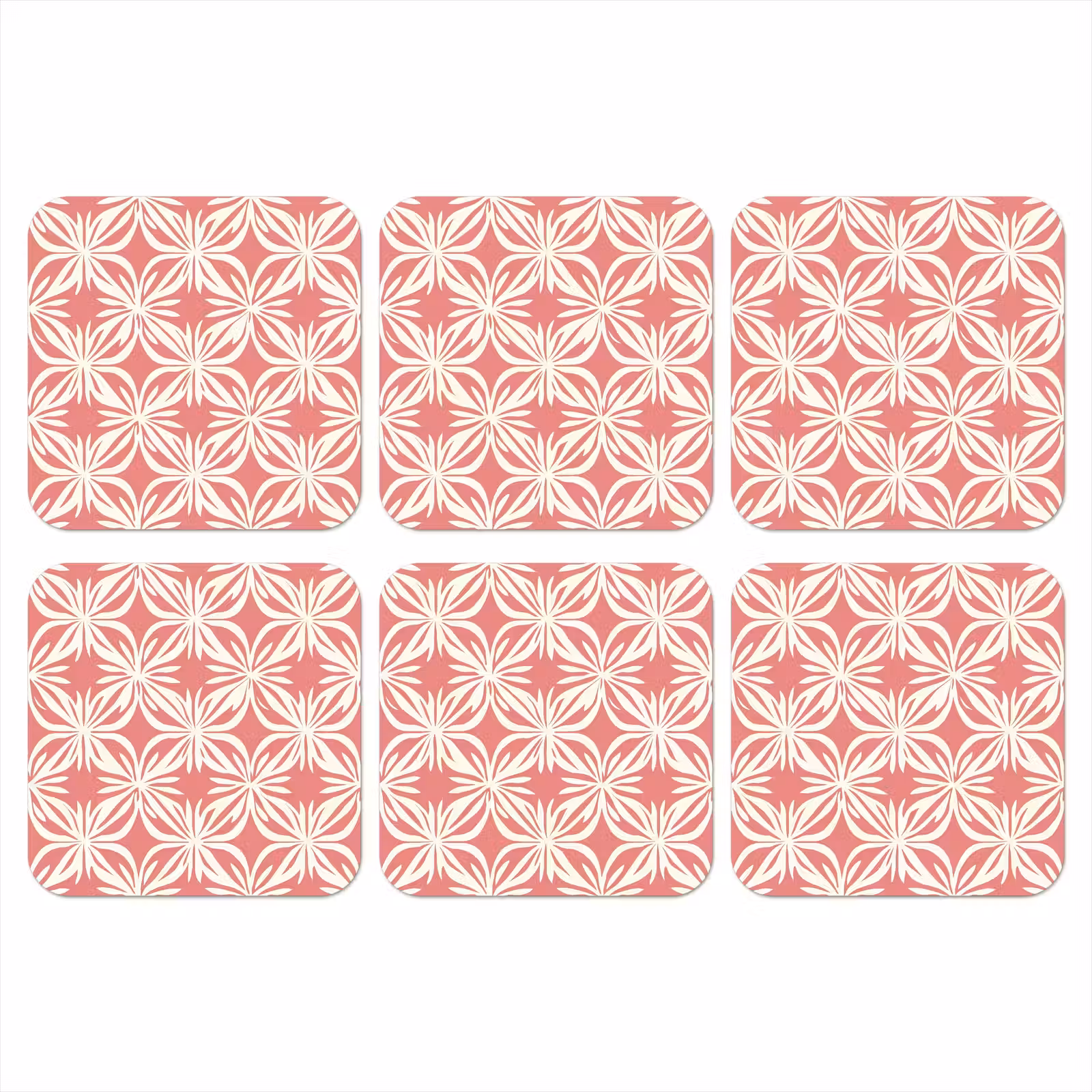 Onderzetter - Roze - Bloemenmotief - Wit - Modern — 1