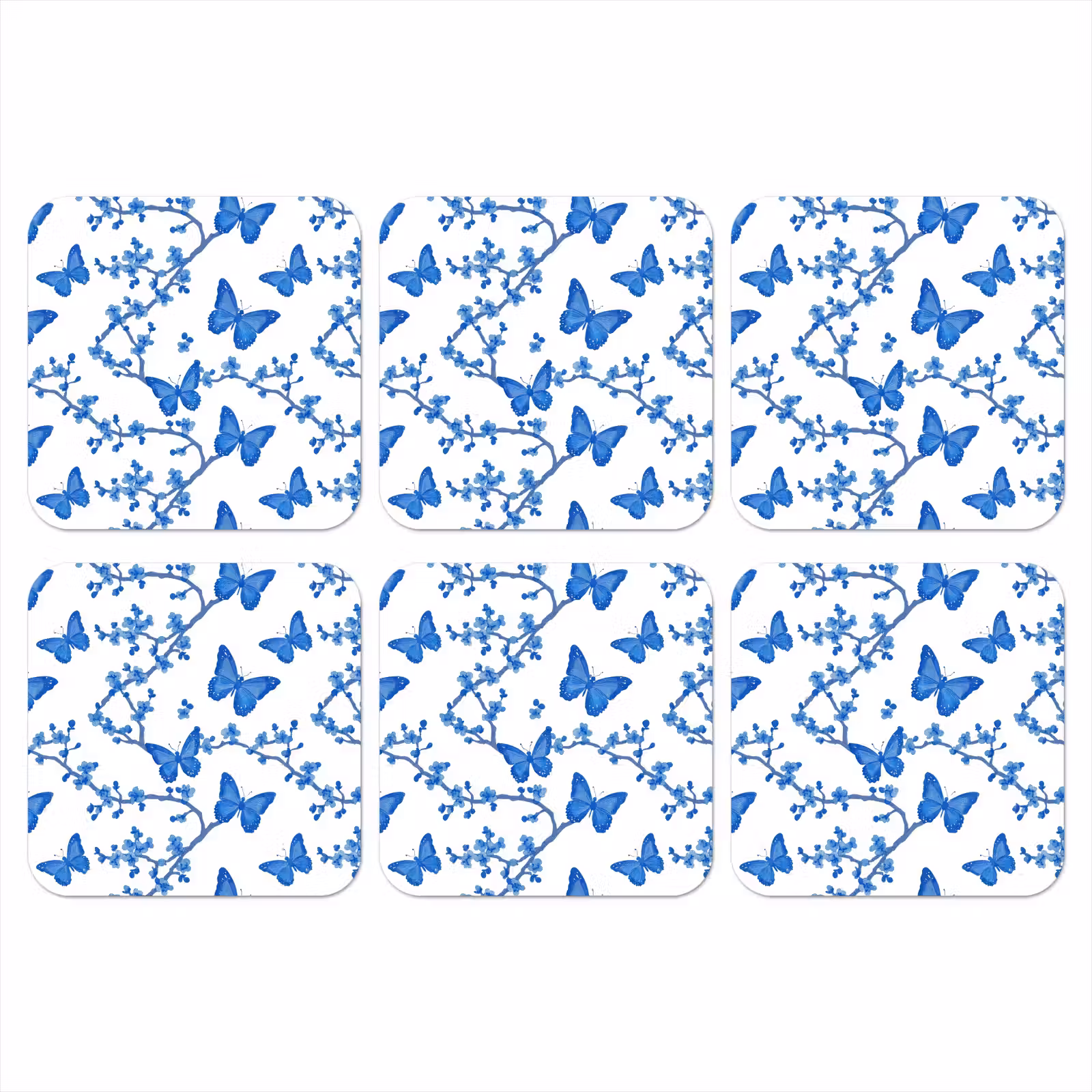 Onderzetter - Vlinder - Bloemen - Blauw — 1
