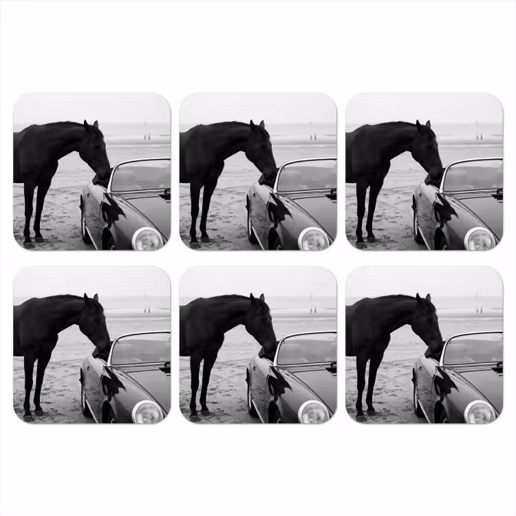 Onderzetter​ - Paard - Auto - Zwart - Wit — 1