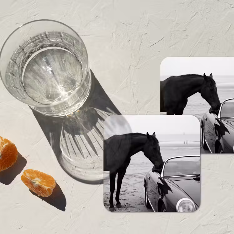 Onderzetter​ - Paard - Auto - Zwart - Wit — 3