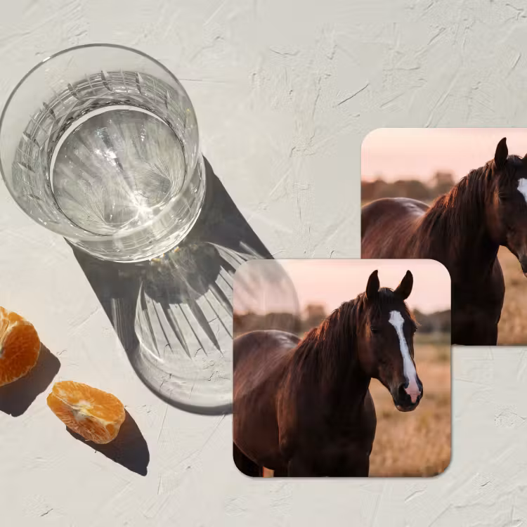 Onderzetter - Paard - Zonsondergang - Bruin — 3