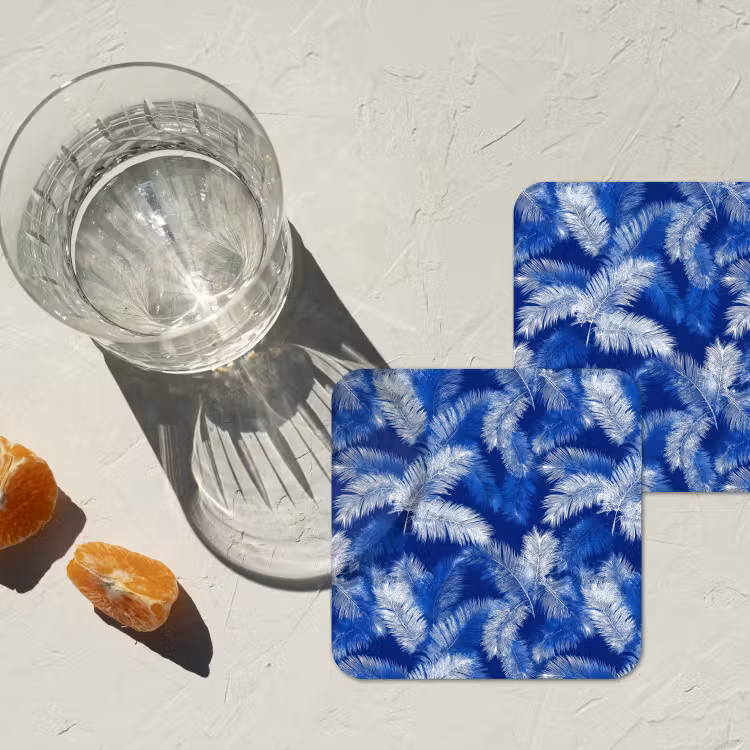 Onderzetter - Palmblad - Patroon - Blauw — 3