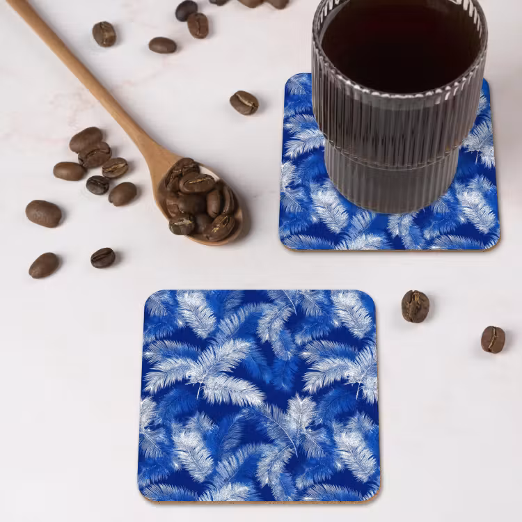 Onderzetter - Palmblad - Patroon - Blauw — 4