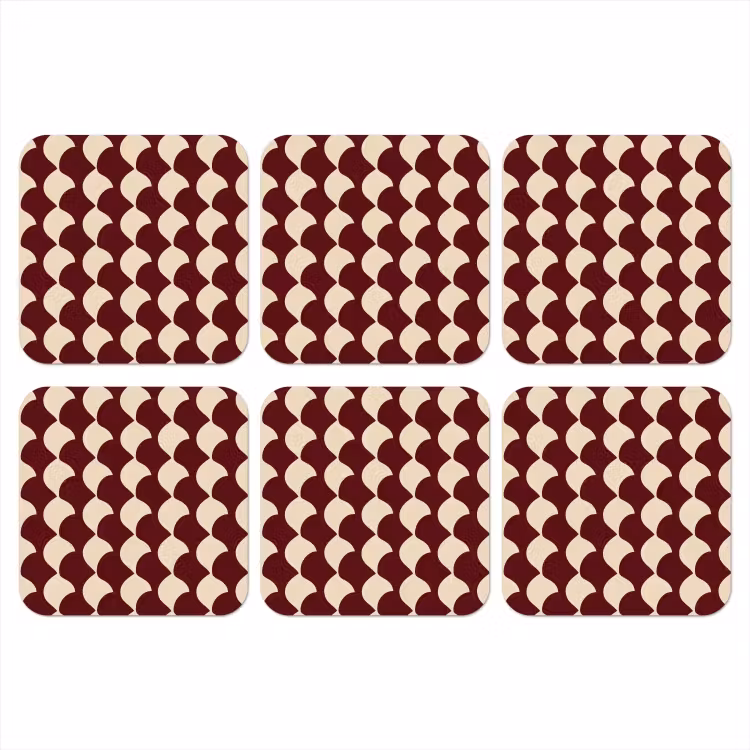 Onderzetter - Rood - Tegelpatroon - Crème — 1
