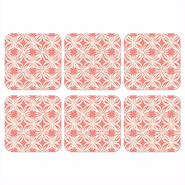 Onderzetter - Roze - Bloemenmotief - Wit - Modern — 1