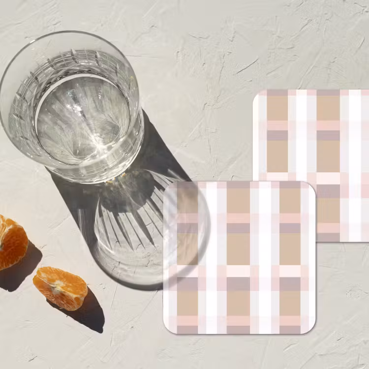 Onderzetter - Ruitpatroon - Aardetinten - Minimalistisch — 3