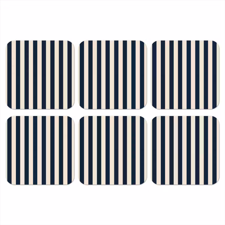 Onderzetter​ - Verticale strepen - Blauw - Crème — 1
