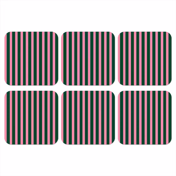 Onderzetter - Verticale strepen - Groen - Roze — 1