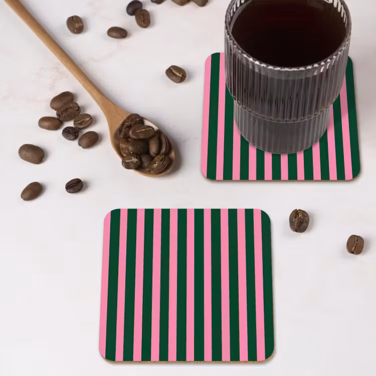 Onderzetter - Verticale strepen - Groen - Roze — 4
