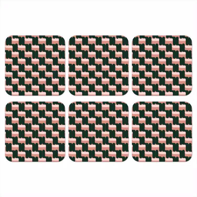 Onderzetter - Vlechtpatroon - Groen - Roze - Geometrisch — 1