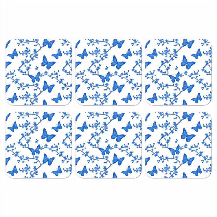 Onderzetter - Vlinder - Bloemen - Blauw — 1