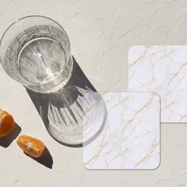 Onderzetter​ - Wit - Marmer - Goud - Luxueus — 3