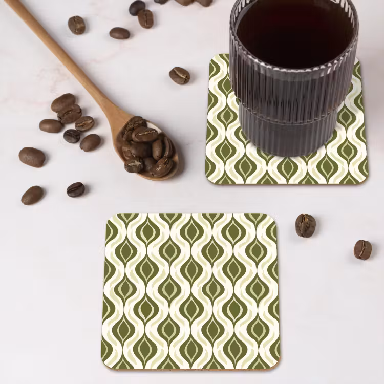 Onderzetter - Patroon - Retro - Groen — 4