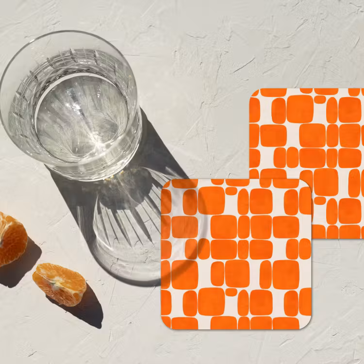 Onderzetter - Patroon - Retro - Oranje — 3