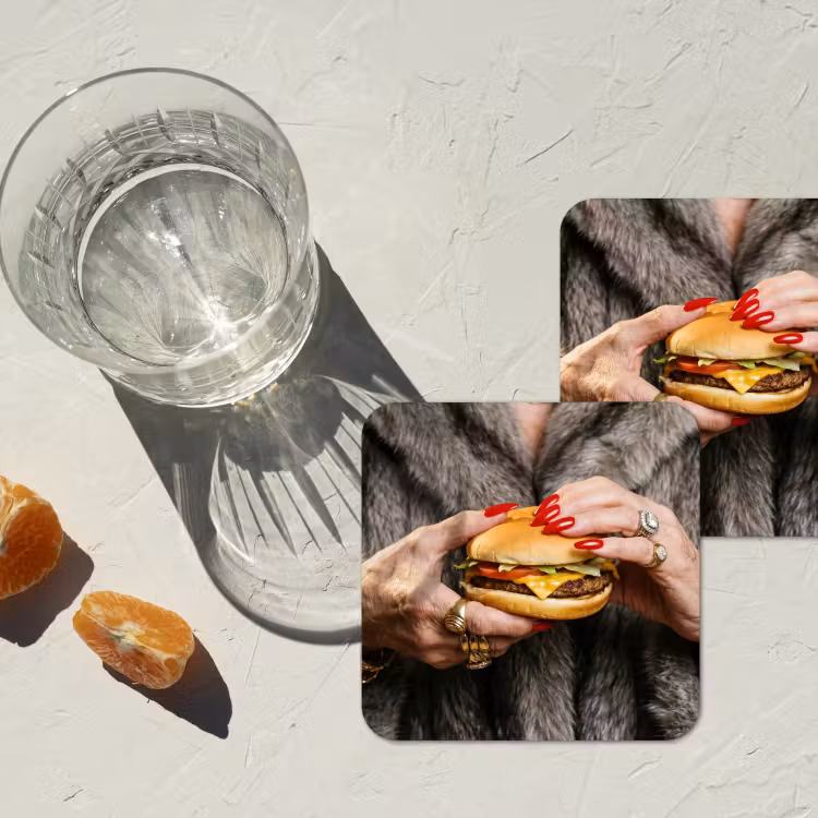 Onderzetter - Vrouw - Hamburger - Bontjas — 3