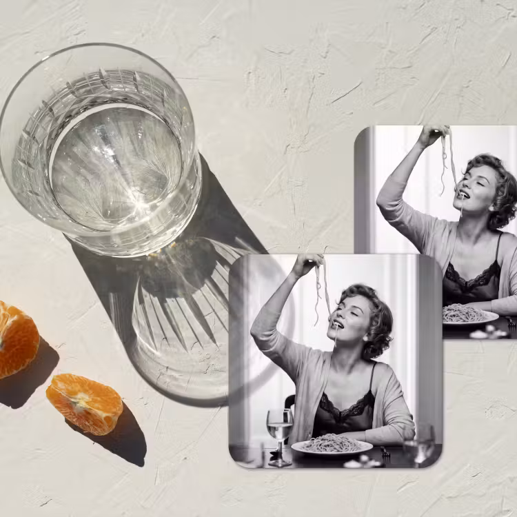 Onderzetter - Vrouw - Spaghetti - Zwart - Wit — 3