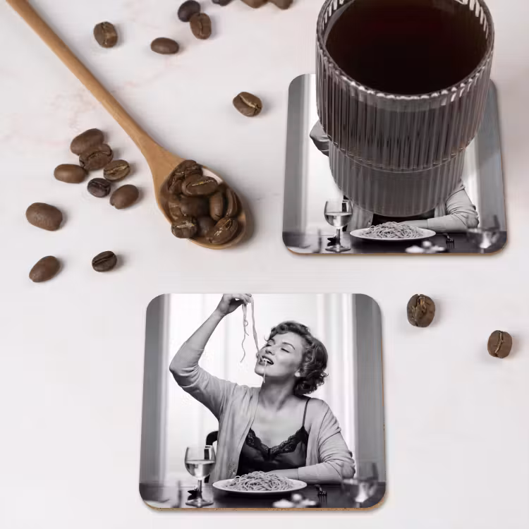 Onderzetter - Vrouw - Spaghetti - Zwart - Wit — 4