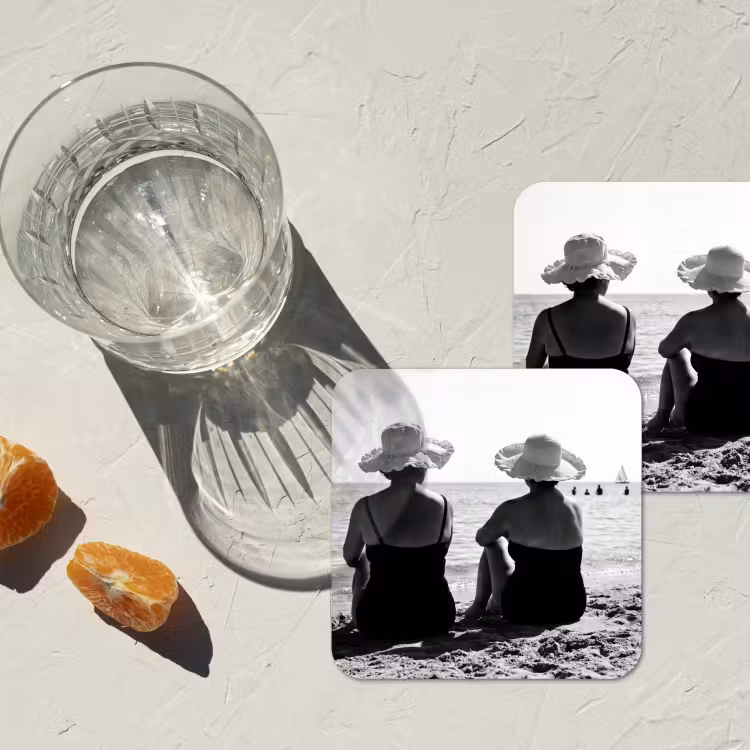 Onderzetter - Vrouwen - Zonnehoed - Strand - Zwart - Wit — 3