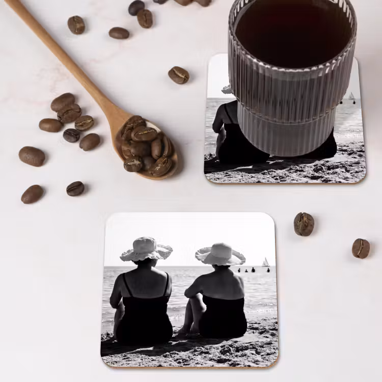 Onderzetter - Vrouwen - Zonnehoed - Strand - Zwart - Wit — 4