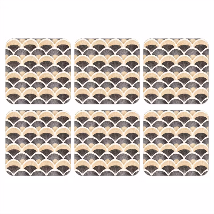 Onderzetter - Waaier - Patroon - Zwart - Beige — 1