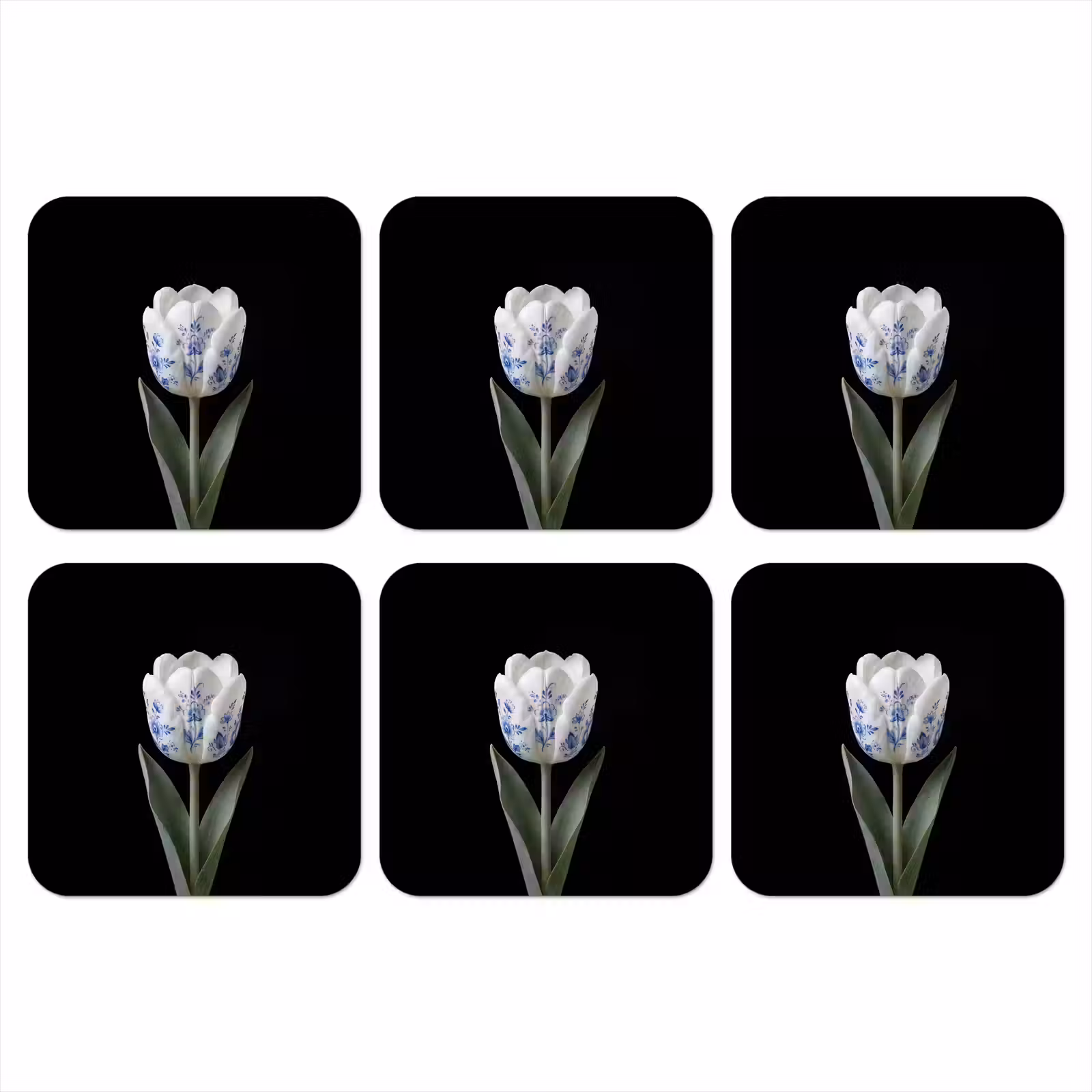 Onderzetter - Tulp - Patroon - Blauw — 1
