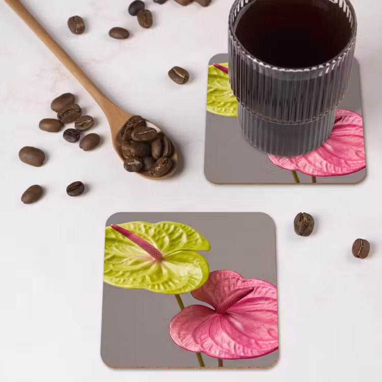 Onderzetter - Planten - Anthurium - Groen - Roze — 4