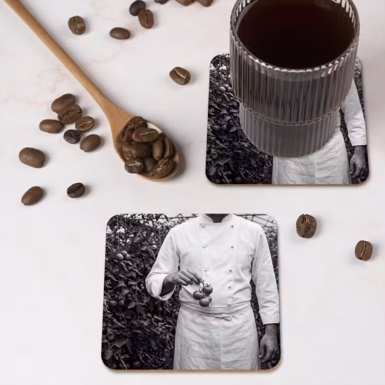 Onderzetter - Tomaten - Chef - Zwart - Wit — 4