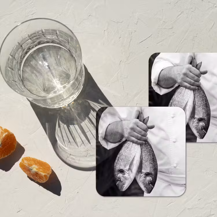 Onderzetter - Vissen - Chef - Zwart - Wit — 3
