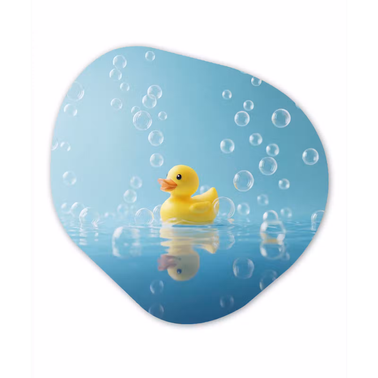 Organisch schilderij - Forex - Bubbels - Badeend - Geel — 1