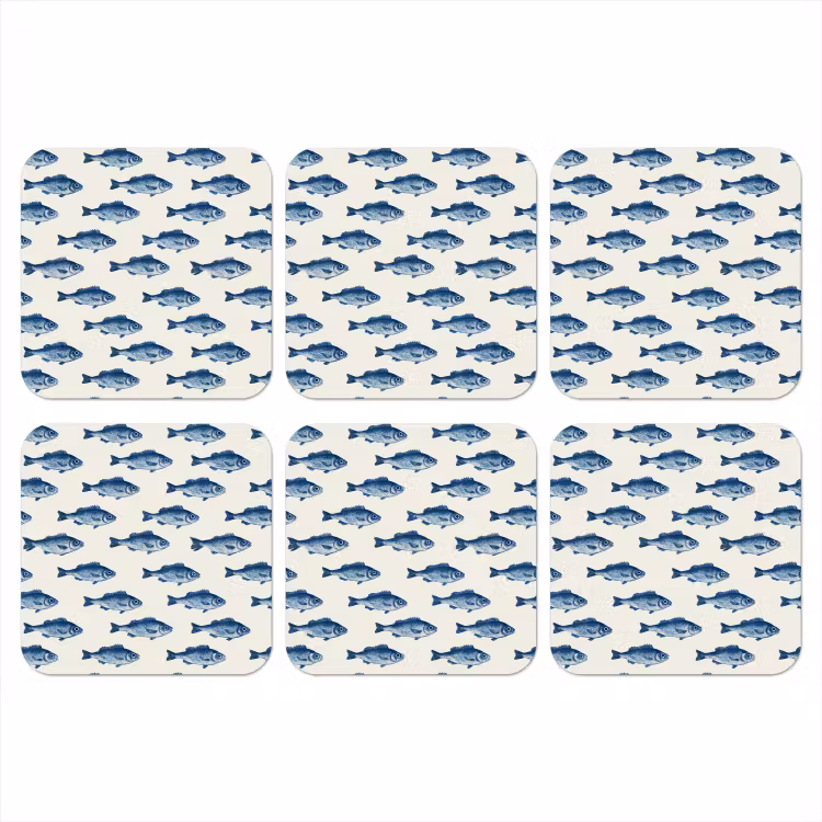 Onderzetter​ - Vis - Patroon - Blauw — 1