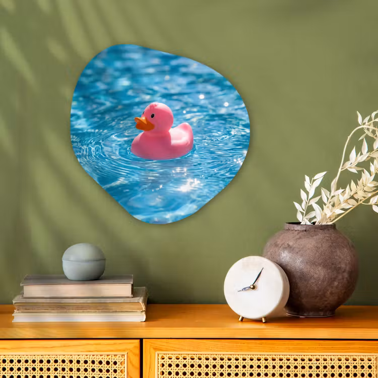Organisch schilderij - Forex - Badeend - Dobberend - Roze — 2