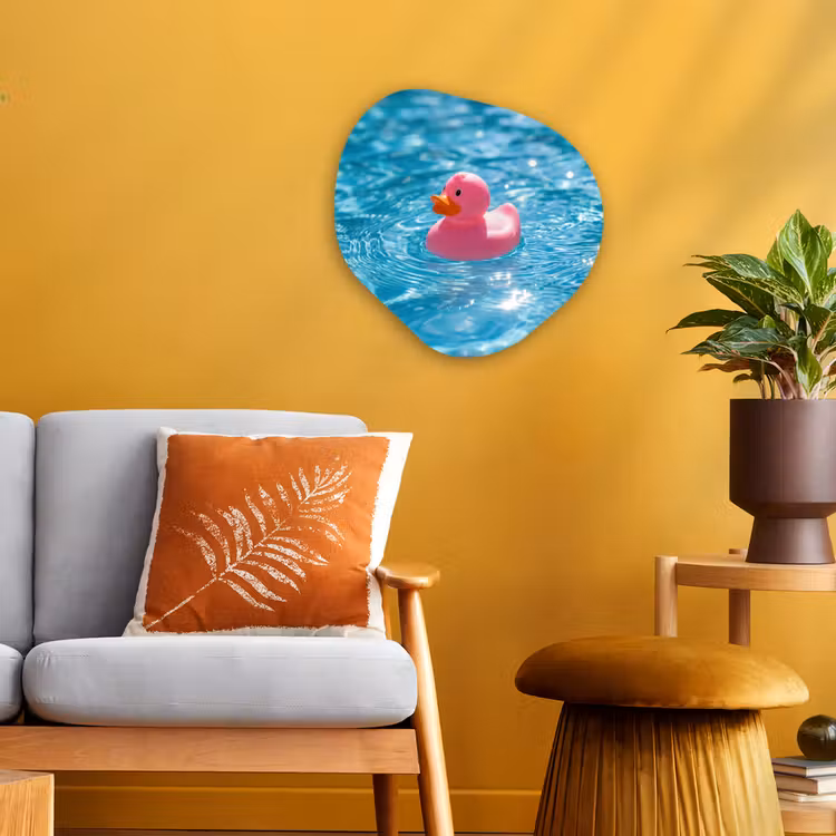 Organisch schilderij - Forex - Badeend - Dobberend - Roze — 3