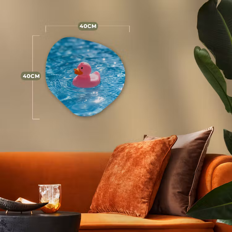 Organisch schilderij - Forex - Badeend - Dobberend - Roze — 4