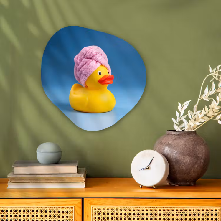 Organisch schilderij - Forex - Badeend - Handdoek - Blauw — 2