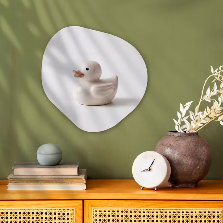 Organisch schilderij - Forex - Badeend - Minimalistisch - Wit — 2