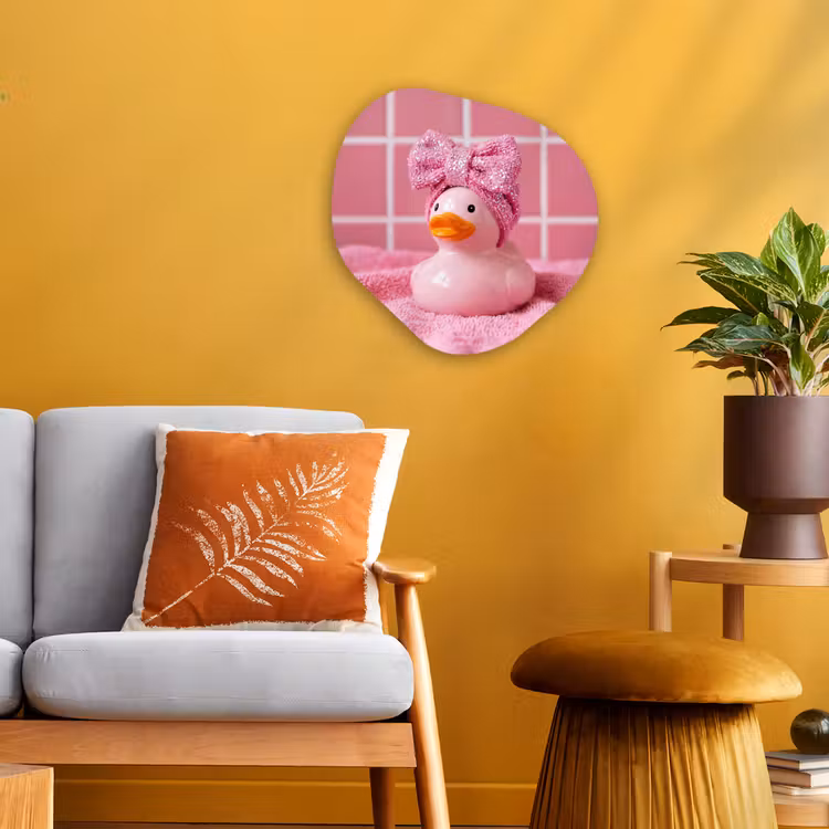 Organisch schilderij - Forex - Badeend -Strik - Roze — 3