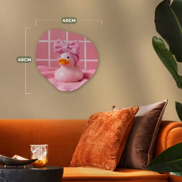 Organisch schilderij - Forex - Badeend -Strik - Roze — 4