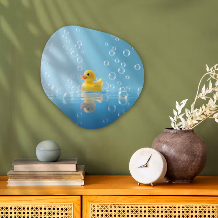 Organisch schilderij - Forex - Bubbels - Badeend - Geel — 2