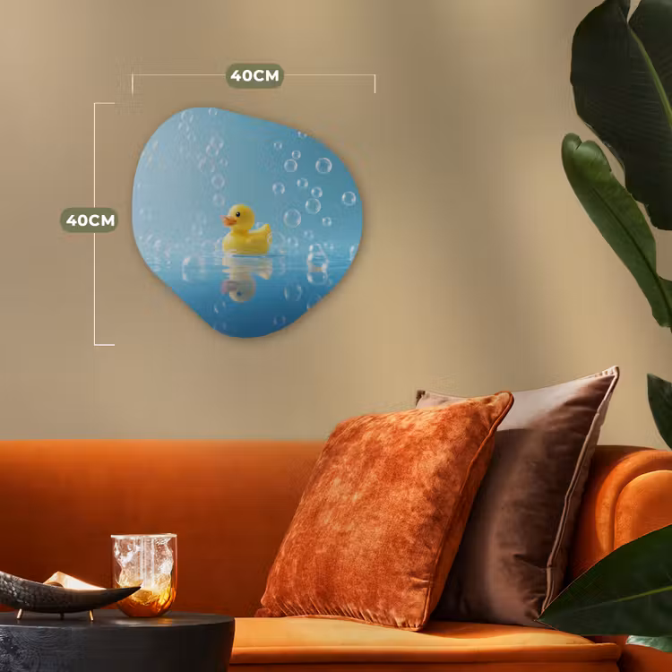 Organisch schilderij - Forex - Bubbels - Badeend - Geel — 4
