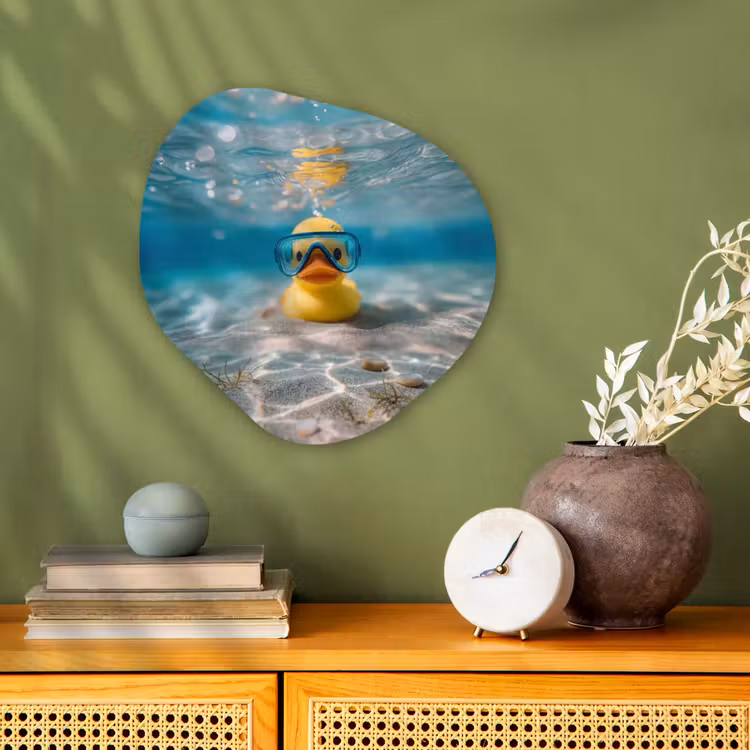 Organisch schilderij - Forex - Duikbril - Eend - Water — 2