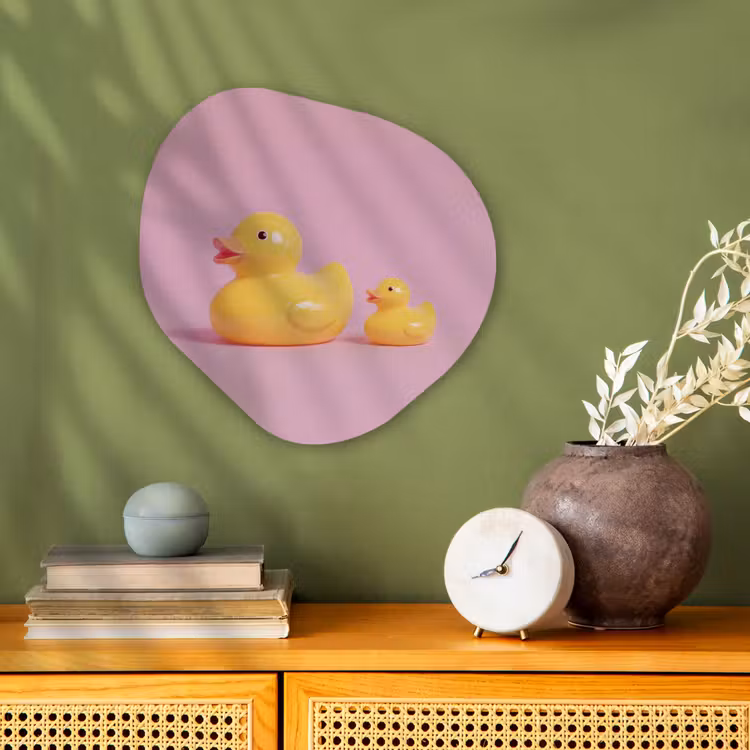 Organisch schilderij - Forex - Eendjes - Vrolijk - Roze — 2