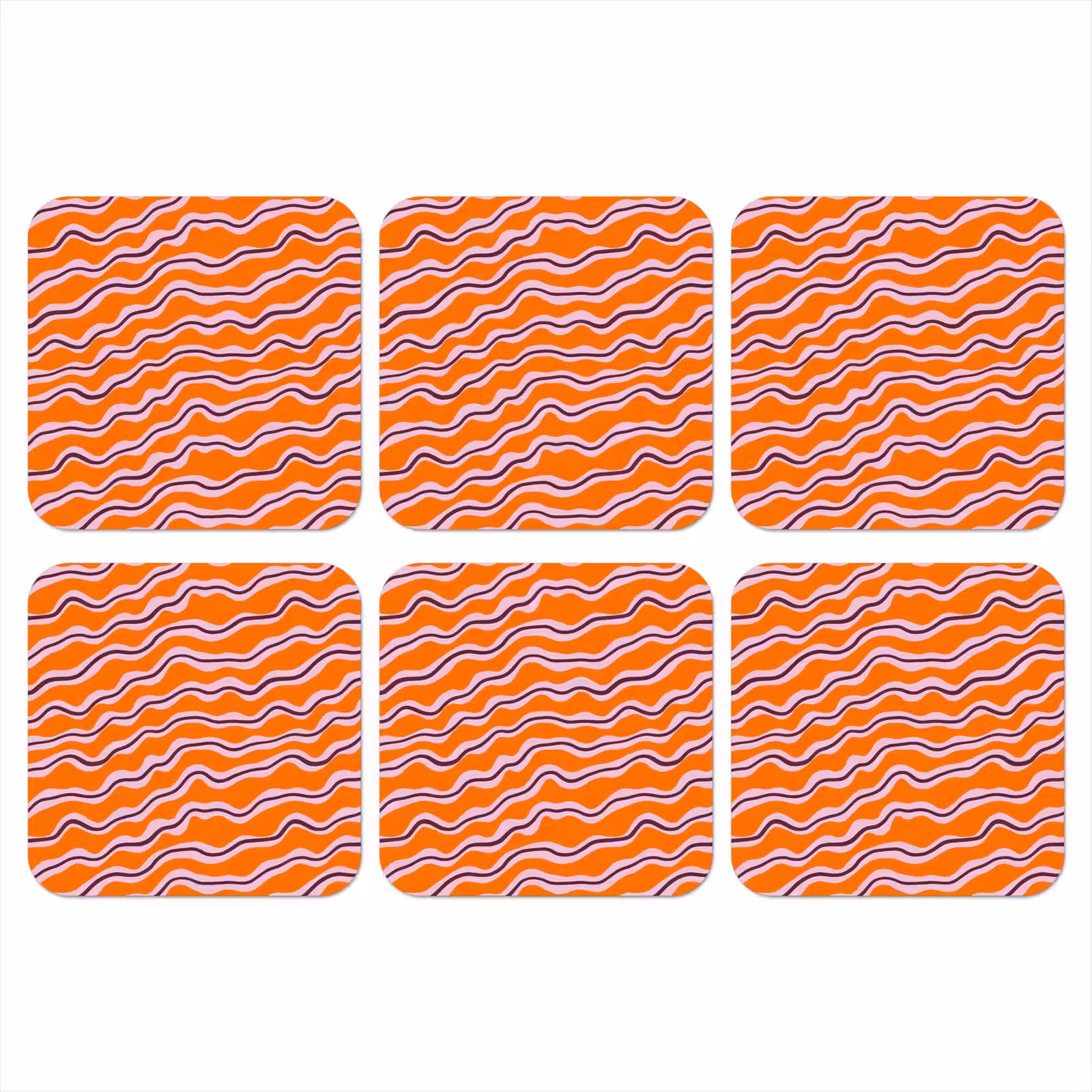 Onderzetter - Retro - Golvend - Oranje — 1