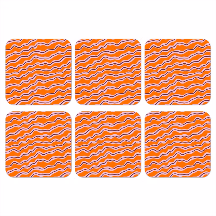 Onderzetter - Retro - Golvend - Oranje — 1