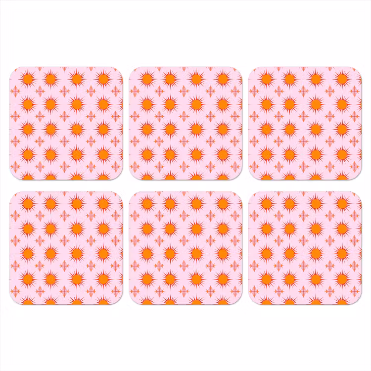 Onderzetter - Zon - Patroon - Roze — 1