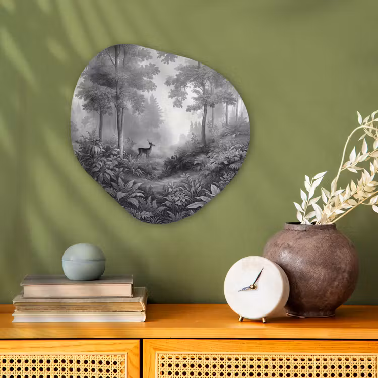 Organisch schilderij - Forex - Bos - Hert - Zwart - Wit — 2