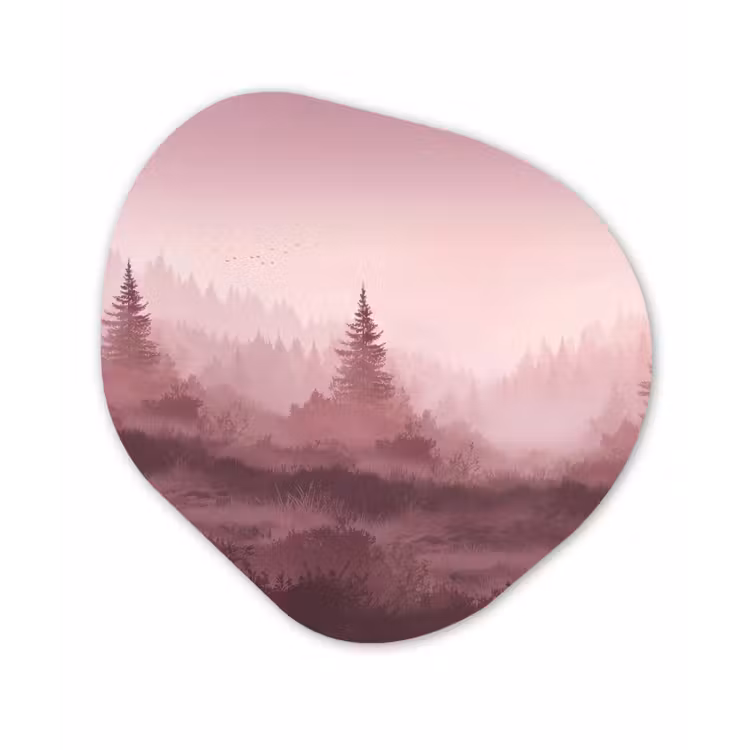 Organisch schilderij - Forex - Landschap - Mistig - Roze — 1