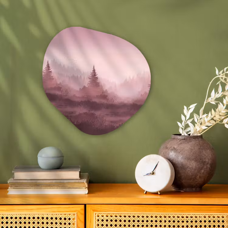 Organisch schilderij - Forex - Landschap - Mistig - Roze — 2